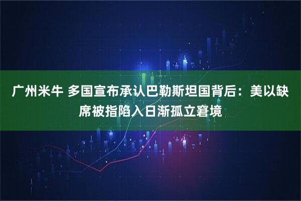 广州米牛 多国宣布承认巴勒斯坦国背后：美以缺席被指陷入日渐孤立窘境